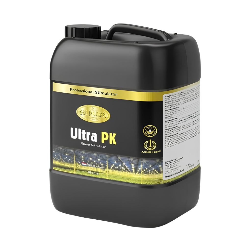 Black container labeled 'Ultra PK' with gold and white text on a white background