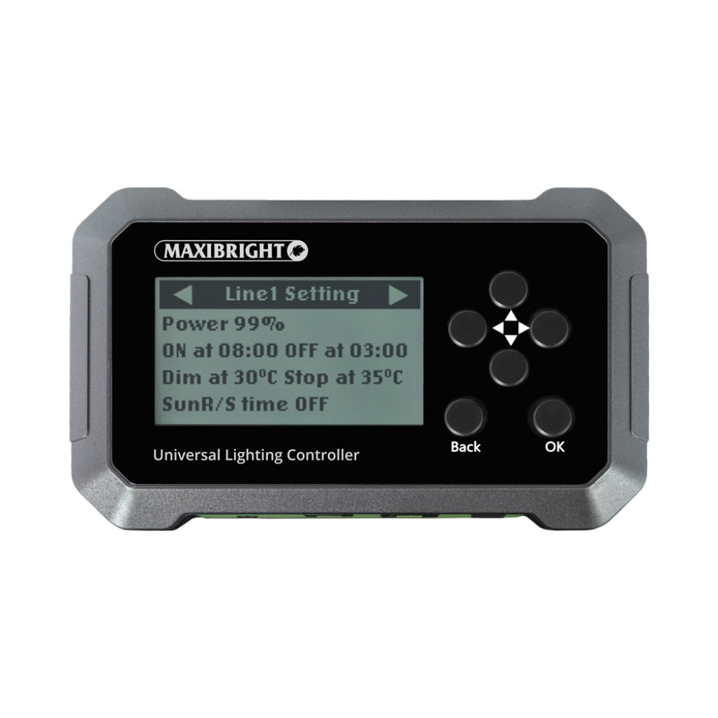 Maxibright universal lighting controller on a white background