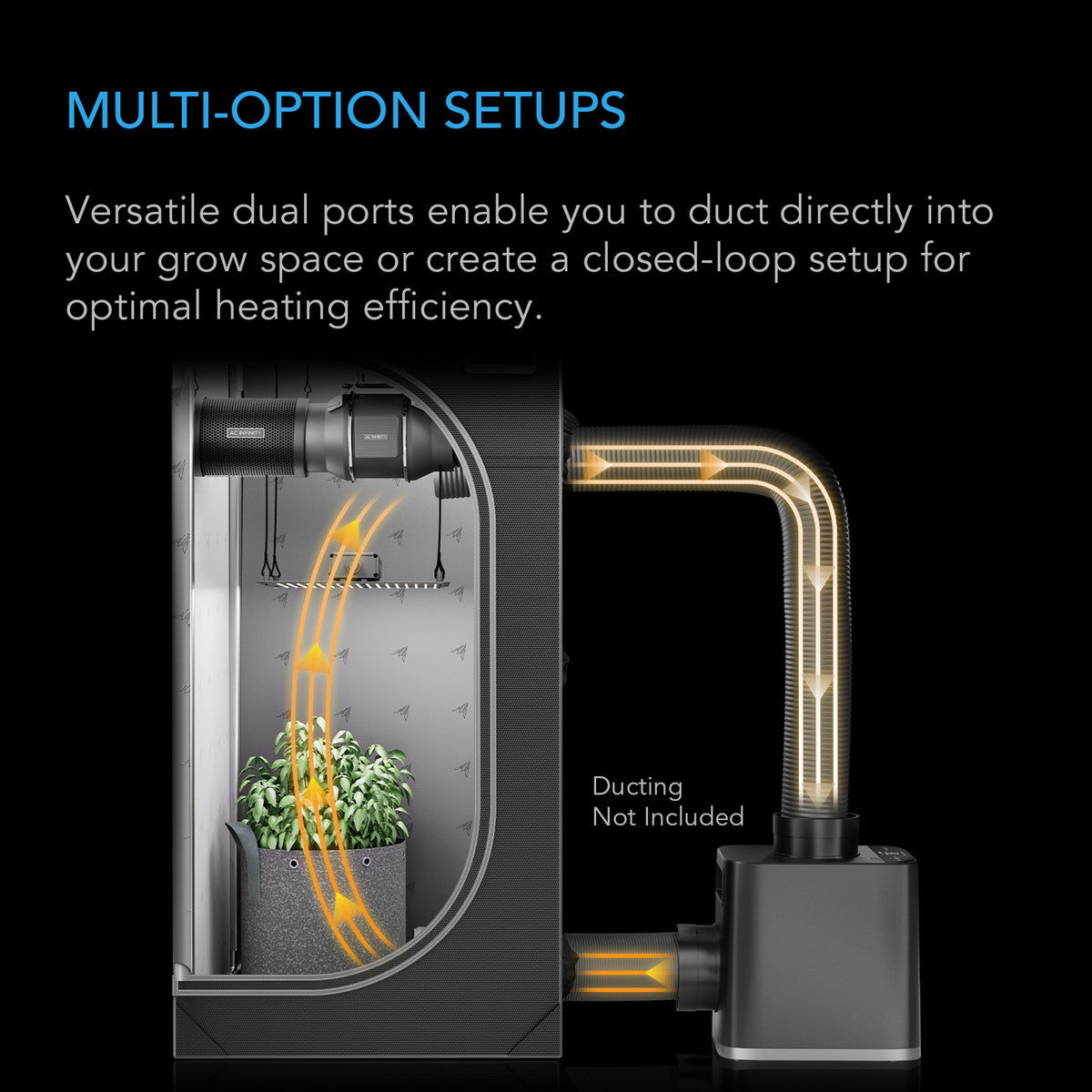 AC Infinity Thermoforge T7 Grow Tent Heater | AI-Powered VPD Temp Controller