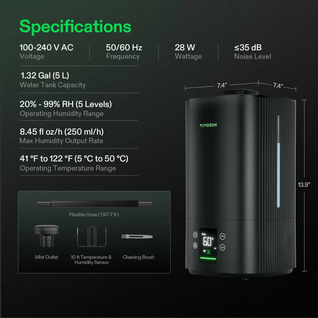VIVOSUN AeroDrain H05 Humidifier