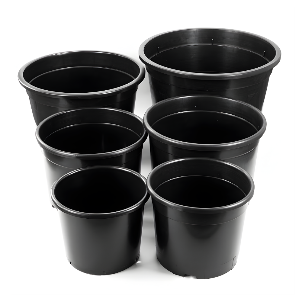 Sortiment an runden Blumentöpfen (Schwarz)