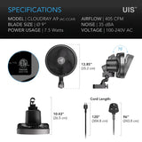 AC Infinity Cloudray A9 Clip On Fan 9" (Gen2) Twin Pack