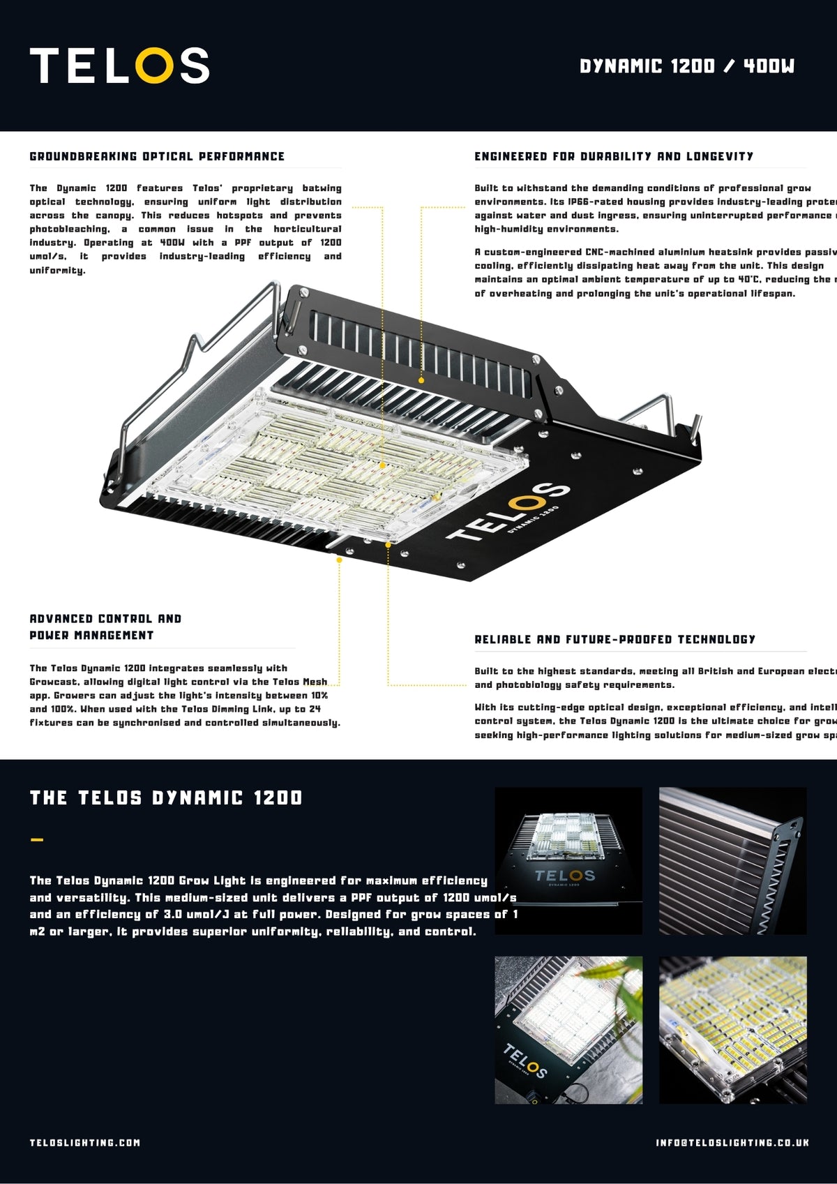 Telos Dynamic 1200 - 400w LED Grow Light