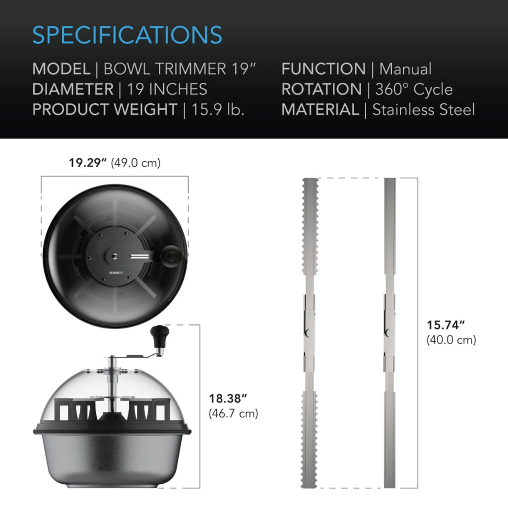 AC Infinity Twist Spin Manual Bowl Trimmer 19"