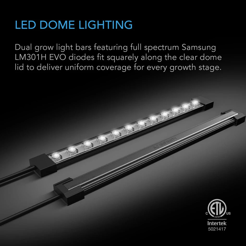 AC Infinity High Dome Propagation Kit 5x8" Tray With LEDs