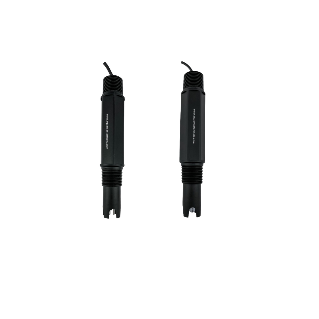 Two black Aquamaster C800 probes on a white background