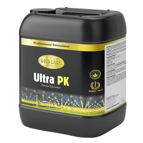 Black container labeled 'Ultra PK' with gold accents on a white background