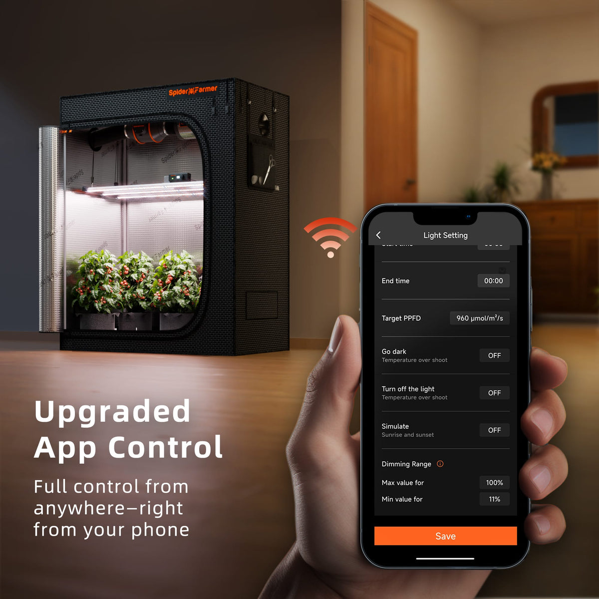 Smart indoor gardening system with smartphone app control in a home setting