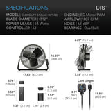 AC Infinity Cloudlift S12 12" Floor & Wall Fan