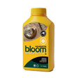 A yellow bottle of Humate Bloom Advanced Floriculture organic humus fertilizer, featuring a label with a shell graphic, on a solid white background.