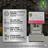 Devilpress machine dp4000 pro electric heat press 5 ton with specifications on a metallic background