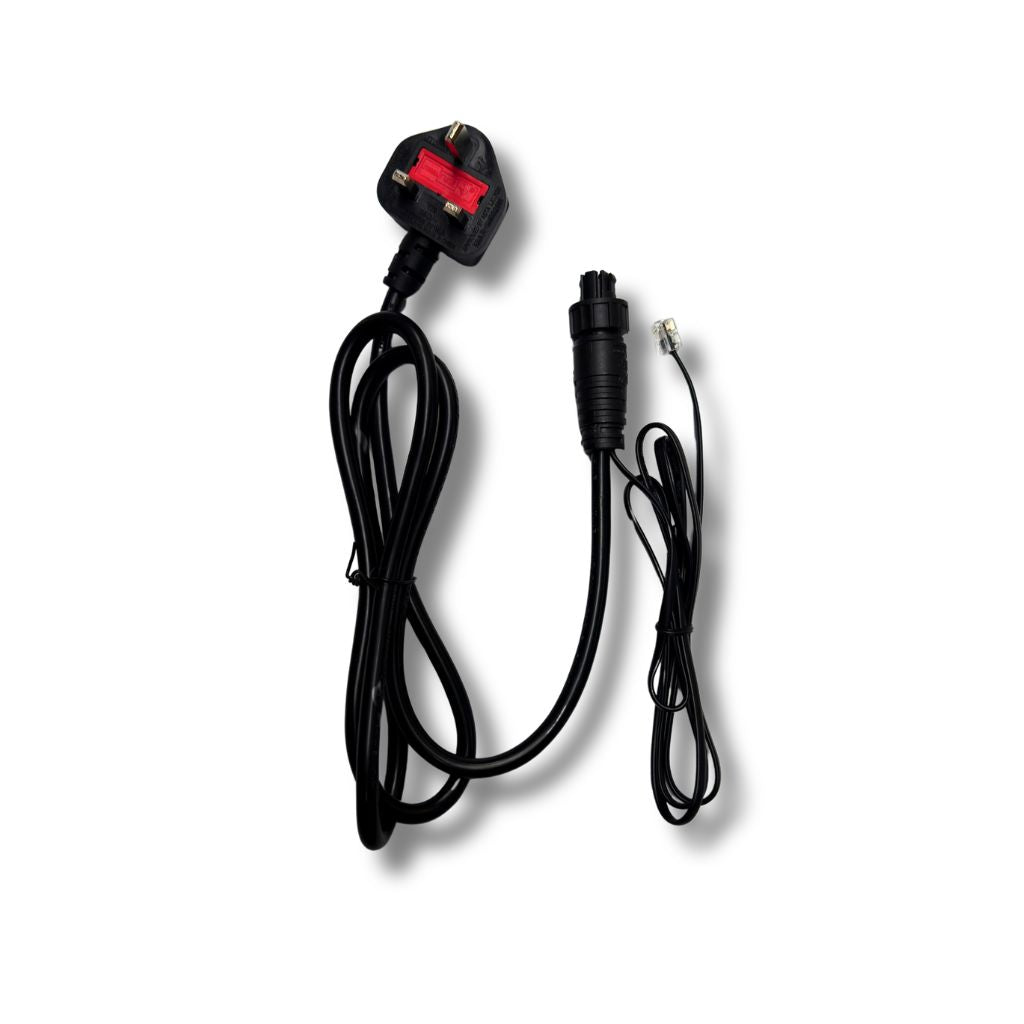 gorilla under canopy power lead cable plug on white background