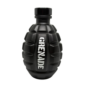 A black grenade-shaped bottle with the word 'GRENADE' printed vertically in white on the front, shown against a plain white background.