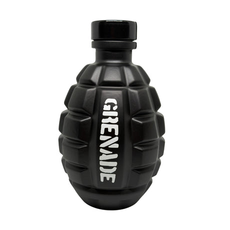 A black grenade-shaped bottle with the word 'GRENADE' printed vertically in white on the front, shown against a plain white background.