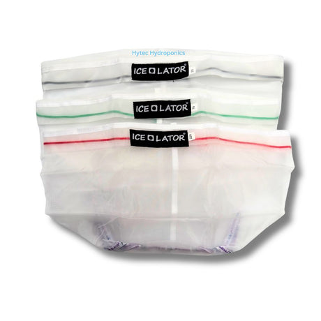 Three pack of Ice Lator bubble bags with visible branding on a white background