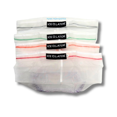 Four pack of Ice Lator bubble bags with visible branding on a white background