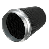 Cylindrical air filter with metallic rim on a white background phresh intake filter 315 500 extraction 